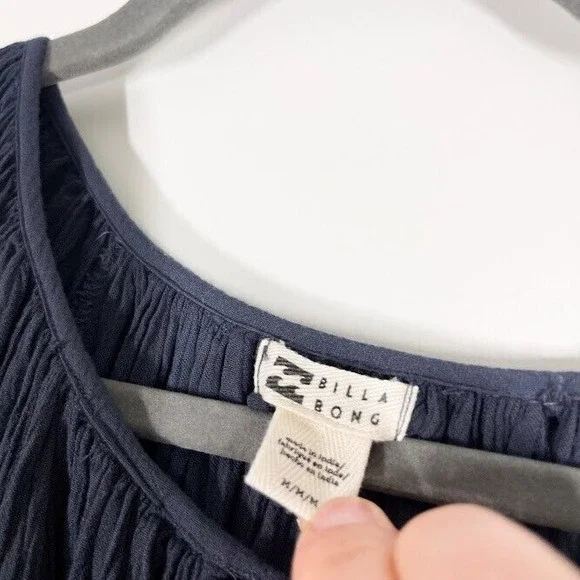 Billabong Gypset Mini‎ Dress Womens Floral Pleasant Long Sleeve Tunic Blue Small - Picture 4 of 10